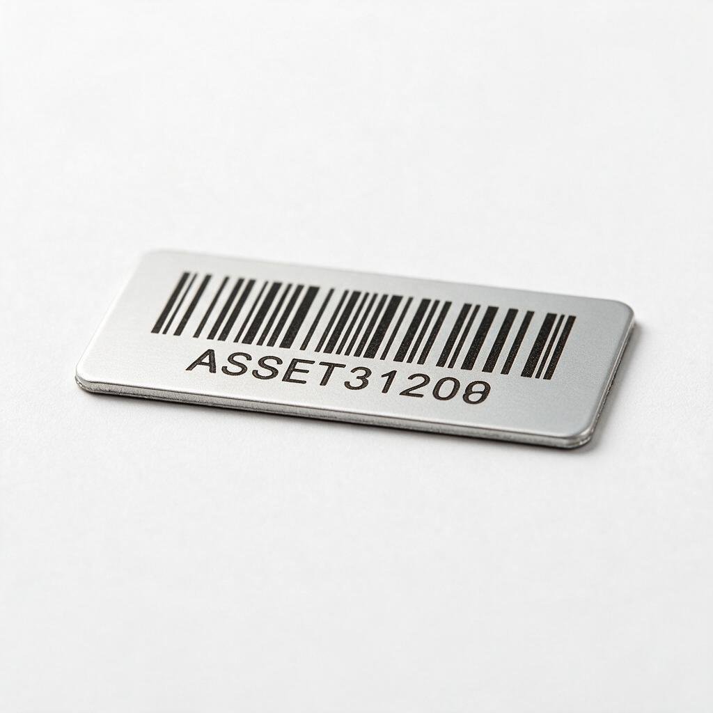 Anodized Aluminum Asset Management Labels with Barcode