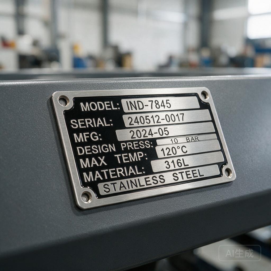 Etched Stainless Steel Nameplates for industrial equipment